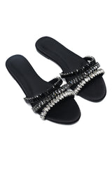 FOOT GLAMOR JEWEL SLIDE-BLACK