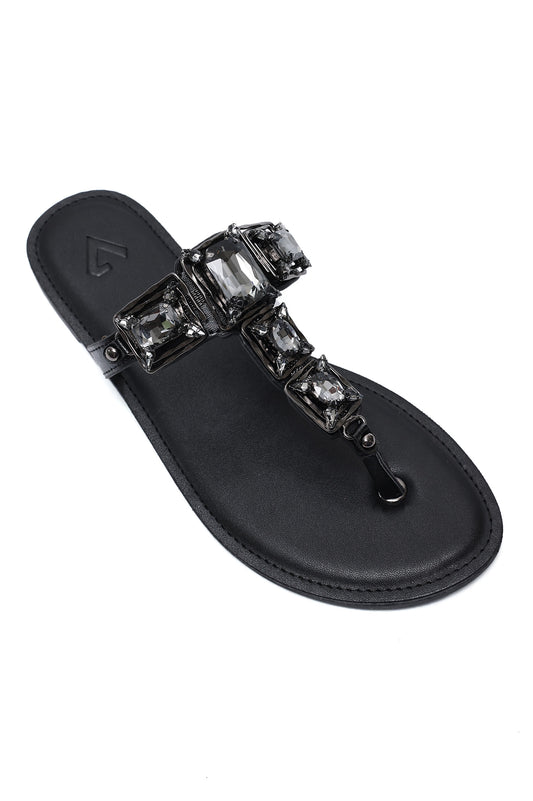 CRYSTAL PETAL FLATS-BLACK