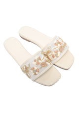 ELITE FLORAL TEXTURE CUT SLIDE-OFFWHITE