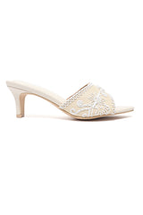 HERITAGE PEARL EMBELLISHED MULE-OFFWHITE