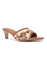 HERITAGE PEARL EMBELLISHED MULE-CAMEL