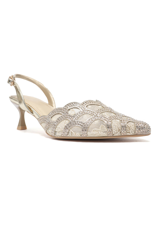 EVENING SLING HEEL-GOLD