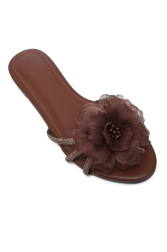ROSÉ BLOOM COUTURE SLIDE-BROWN