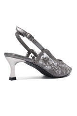 MOSAIC POINTED HEEL-PEWTER
