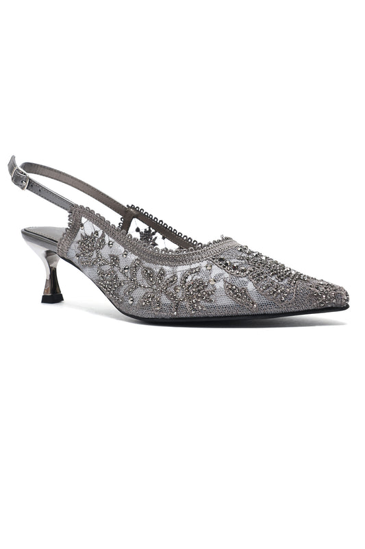 MOSAIC POINTED HEEL-PEWTER