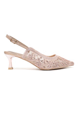 MOSAIC POINTED HEEL-CHAMPAGNE