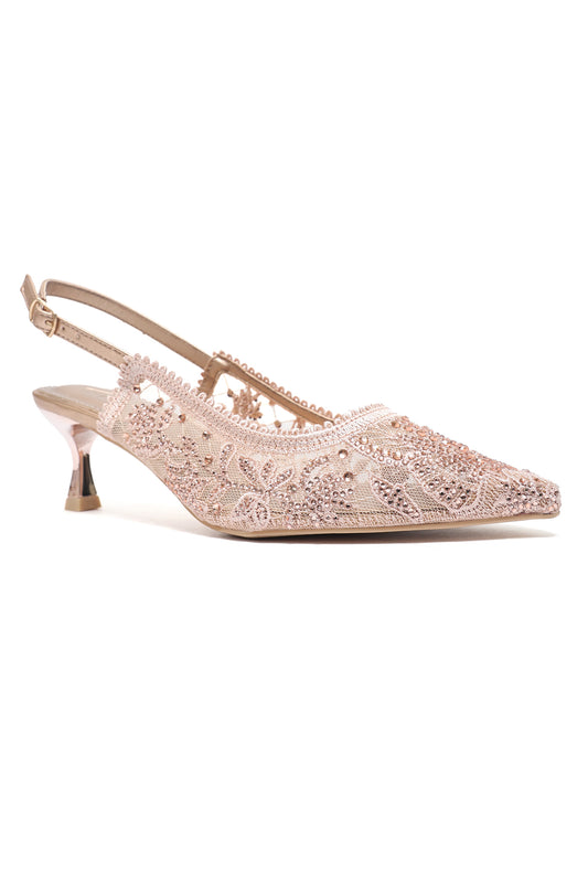 MOSAIC POINTED HEEL-CHAMPAGNE
