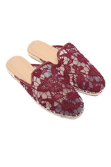 MESH LACE MULE-MAROON