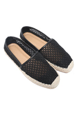 NETTED TEXTURE ESPADRILLE FLAT-BLACK