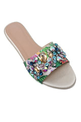 JEWEL BLOOM SIGNATURE SLIDE-BEIGE