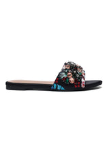 JEWEL BLOOM SIGNATURE SLIDE-BLACK