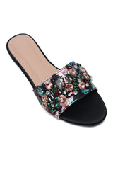 JEWEL BLOOM SIGNATURE SLIDE-BLACK