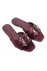 GEM SATIN SLIDE-MAROON