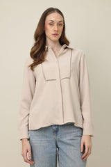 CLASSIC BUTTON POISE SHIRT-BEIGE