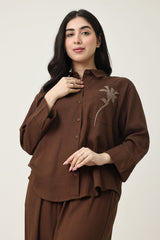 PALM SOFT WIDE CO_ORD-COFFEE