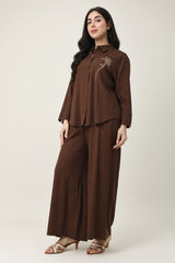 PALM SOFT WIDE CO_ORD-COFFEE