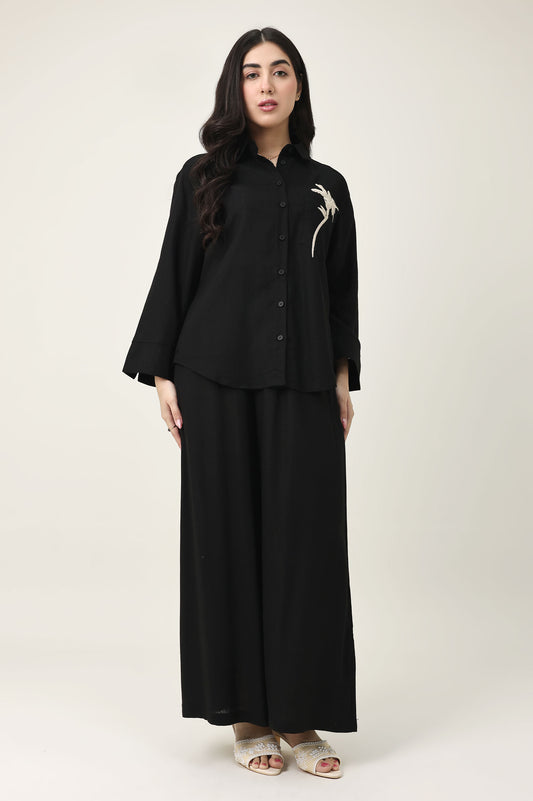 PALM SOFT WIDE CO_ORD-BLACK