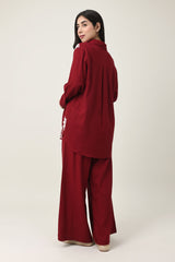 MONSOON LEAF CO-ORD-BURGUNDY