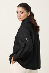 NATURE INSPIRED EMBRIODERD SHIRT-BLACK
