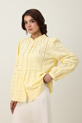 RUFFLE COLLAR SHIRT-YELLOW