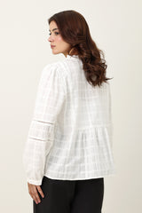 RUFFLE COLLAR SHIRT-WHITE