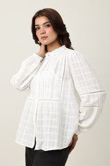 RUFFLE COLLAR SHIRT-WHITE