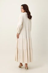 FLOW TIER DRESS-BEIGE