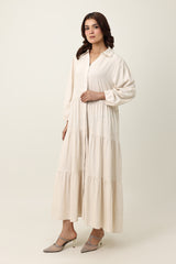 FLOW TIER DRESS-BEIGE