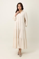 FLOW TIER DRESS-BEIGE