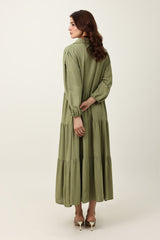 FLOW TIER DRESS-GREEN