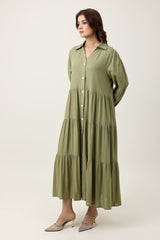 FLOW TIER DRESS-GREEN