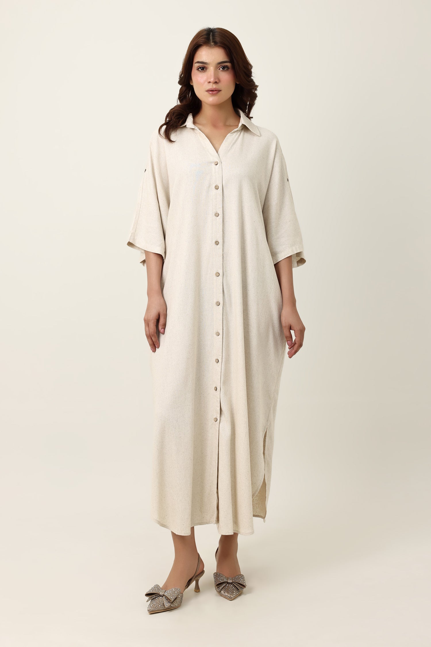 CONTEMPORARY LOOSE FIT DRESS-BEIGE – Almas