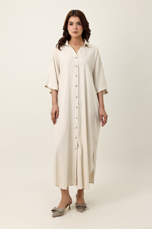 CONTEMPORARY LOOSE FIT DRESS-BEIGE