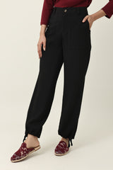 EASY FIT TIE HEM BOTTOM-BLACK