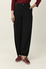 EASY FIT TIE HEM BOTTOM-BLACK