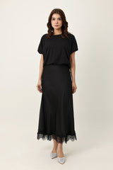 CHARM MIDI SKIRT-BLACK
