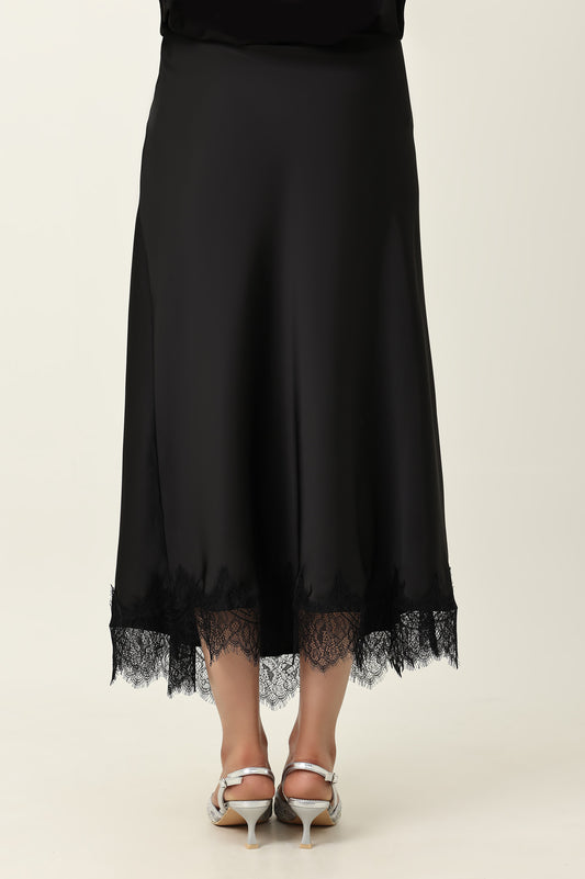 CHARM MIDI SKIRT-BLACK