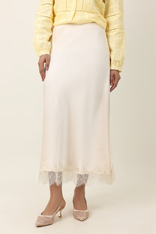 CHARM MIDI SKIRT-BEIGE