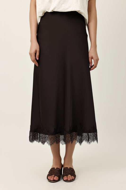 CHARM MIDI SKIRT-COFFEE
