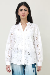 EMBROIDERED POPLIN SHIRT-WHITE