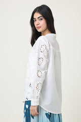 EMBROIDERED POPLIN SHIRT-WHITE