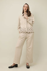 LASER SCALLOP JACKET SHIRT-BEIGE