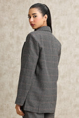 PLAID PERFECTION BLAZER-GREY-BROWN