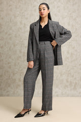 PLAID PERFECTION BLAZER-GREY-BROWN