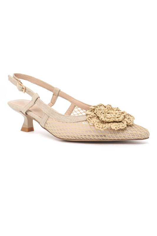 SHADOW LATTICE ROSE SLINGBACK-BEIGE