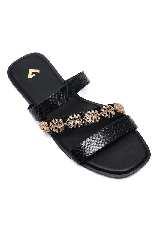 LEAF MULTI ACCENT SLIDE-BLACK
