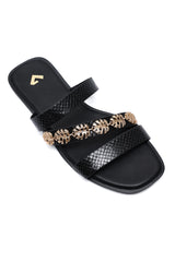 LEAF MULTI ACCENT SLIDE-BLACK