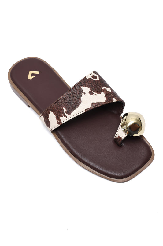 STRIPE ACCENT SLIDE-BROWN-COW