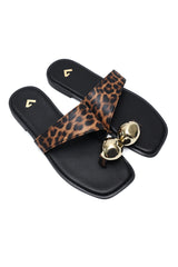 STRIPE ACCENT SLIDE-LEOPARD