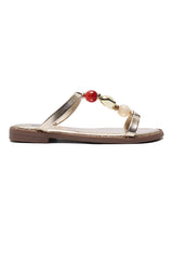 ELEGANT BEAD LINK SANDALS-GOLD